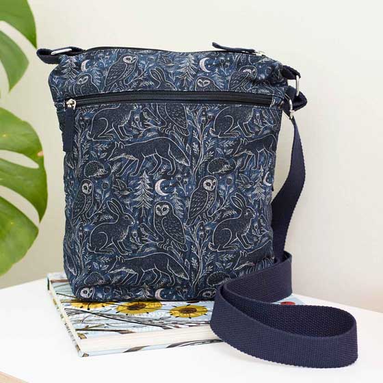 RSPB Midnight woodland organic cotton cross-body bag product photo default L