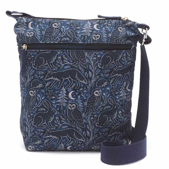 RSPB Midnight woodland organic cotton cross-body bag product photo side L
