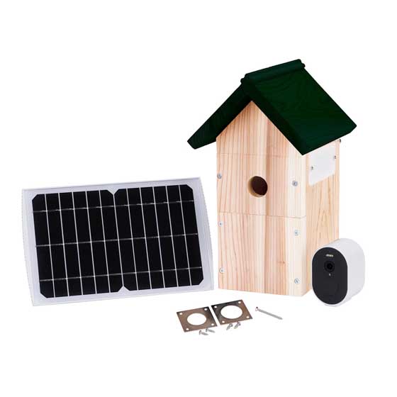 Solar-powered wireless wifi nest camera with nest box product photo side L