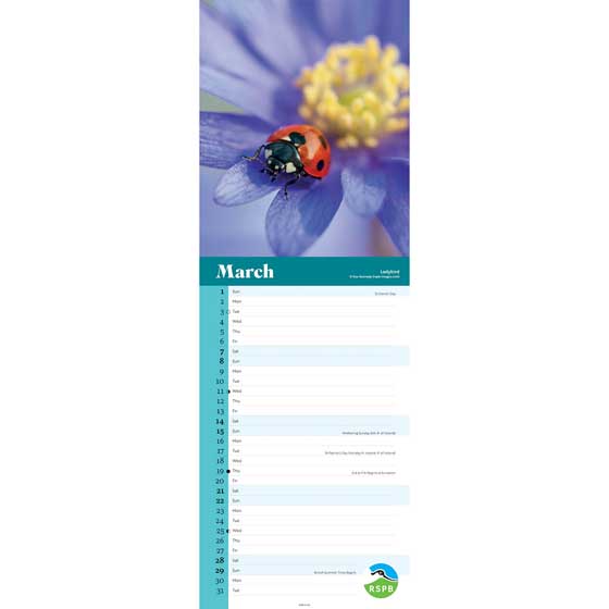 RSPB Wildlife calendar 2026 product photo side L