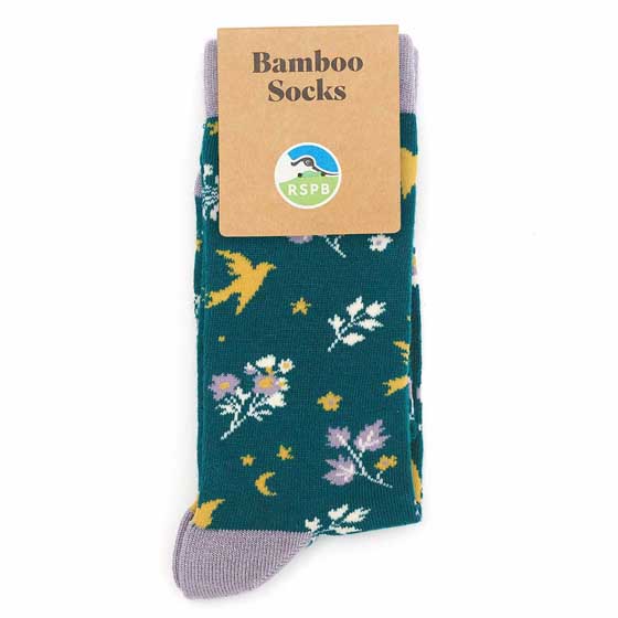 RSPB Women's autumn meadow bamboo socks product photo back L