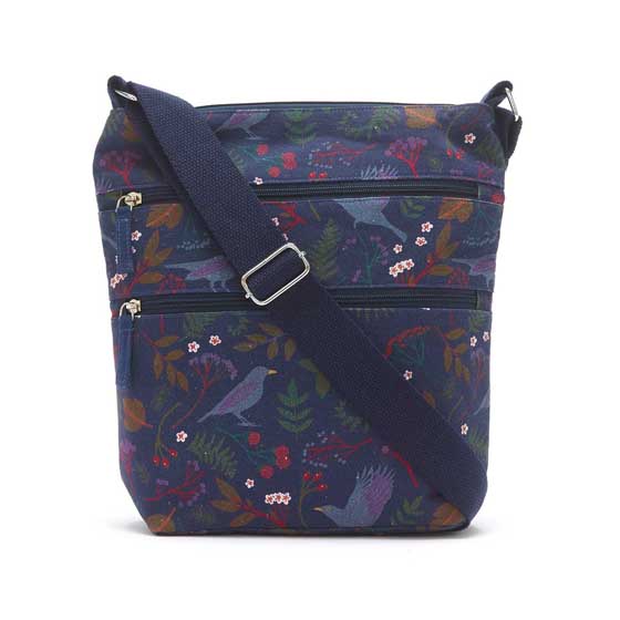 RSPB Woodland birds cross-body organic cotton bag product photo back L