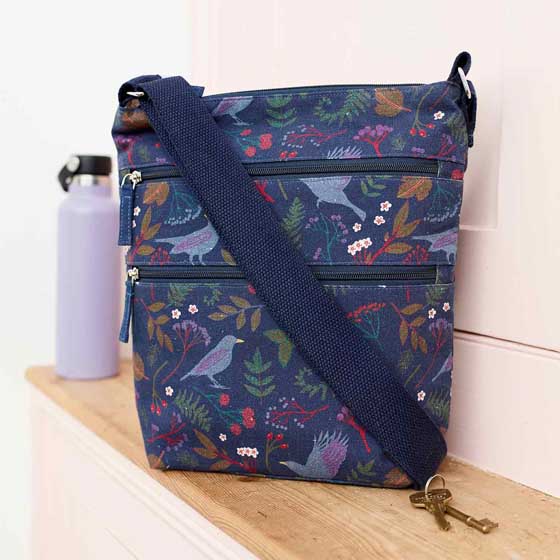 RSPB Woodland birds cross-body organic cotton bag product photo ai4 L