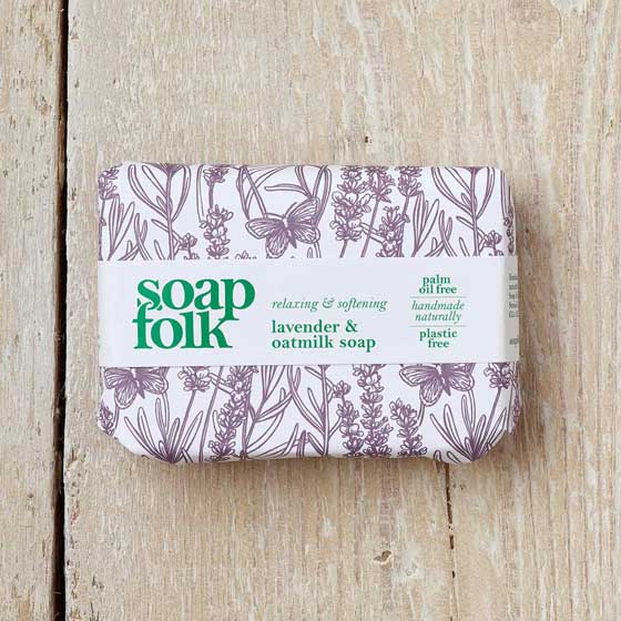Oat milk lavender soap by Soap Folk product photo side L