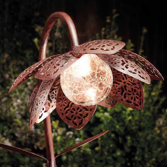 Solar flower stake light product photo side L