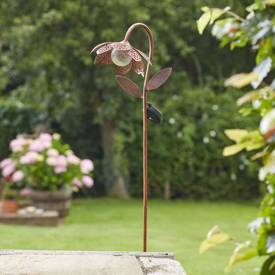 Solar flower stake light product photo front L
