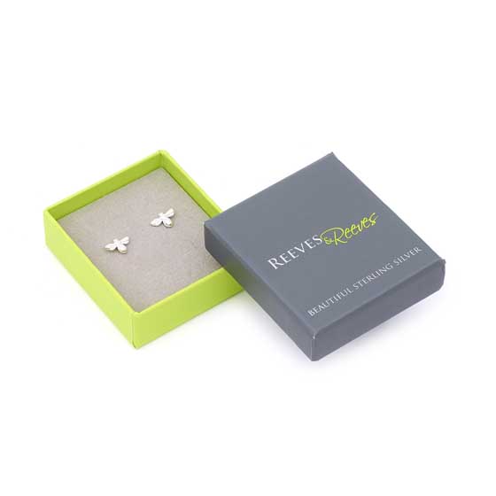 Sterling silver bee stud earrings by Reeves & Reeves product photo side L