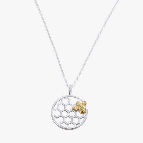 Bee on honeycomb necklace by Reeves & Reeves product photo default L