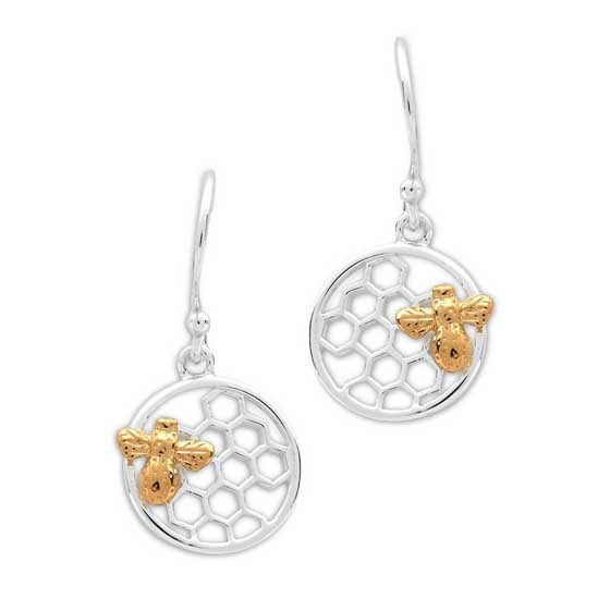 Bee on honeycomb earrings by Reeves & Reeves product photo default L