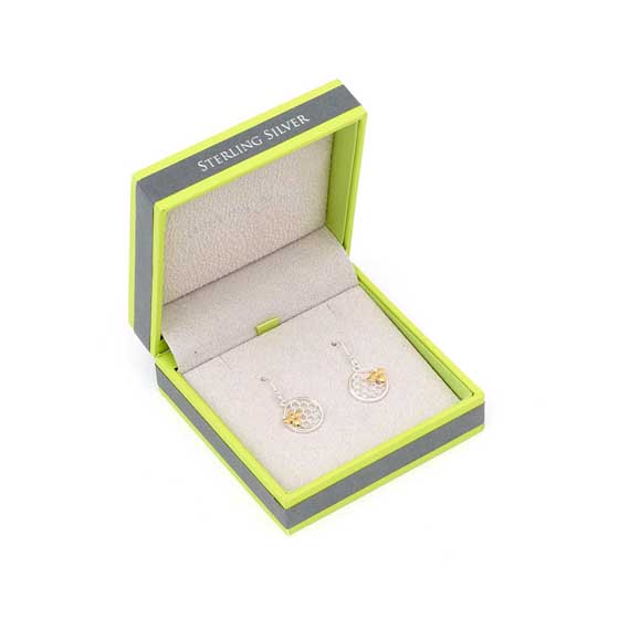 Bee on honeycomb earrings by Reeves & Reeves product photo side L