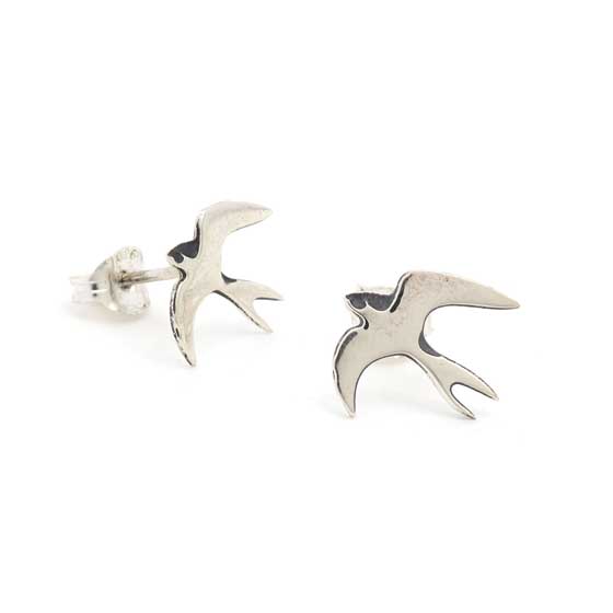 Sterling silver Swallow earrings by Blackbird Jewellery product photo back L