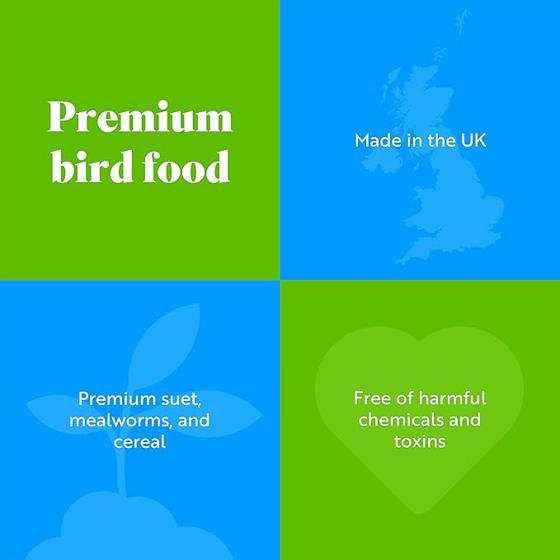 RSPB Ultimate easy-clean® cheater bird feeder, small & Super suet pellets - mealworm 1kg product photo ai6 L