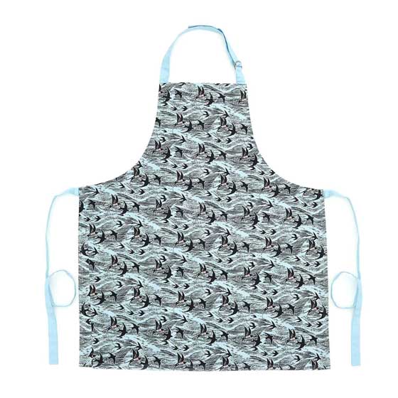 Swallows and sea organic cotton apron product photo side L