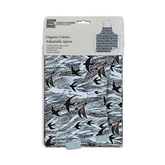 Swallows and sea organic cotton apron product photo back L