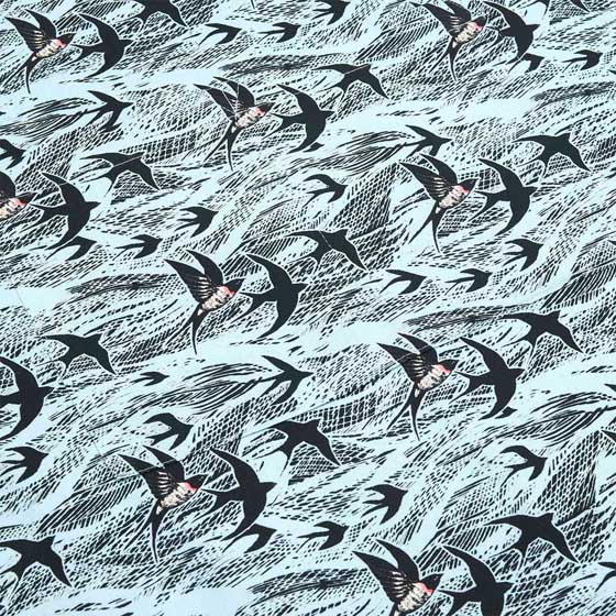 Swallows and sea organic cotton apron product photo front L