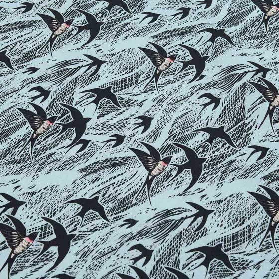 Swallows and sea organic cotton tea towel, set of 2 product photo ai5 L