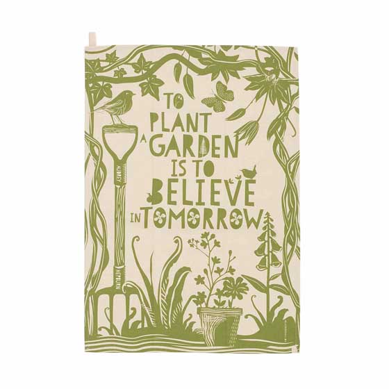 'To plant a garden' quote tea towel product photo default L