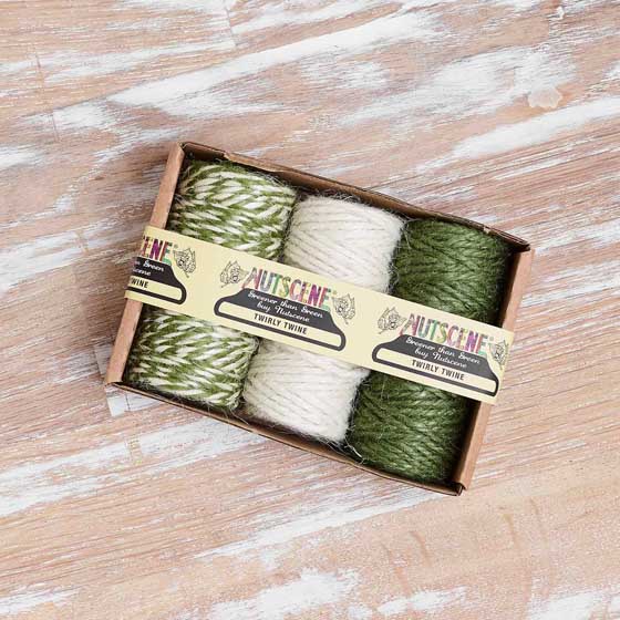 Green and white twirly jute twine, pack of three product photo default L