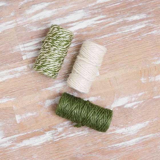 Green and white twirly jute twine, pack of three product photo back L