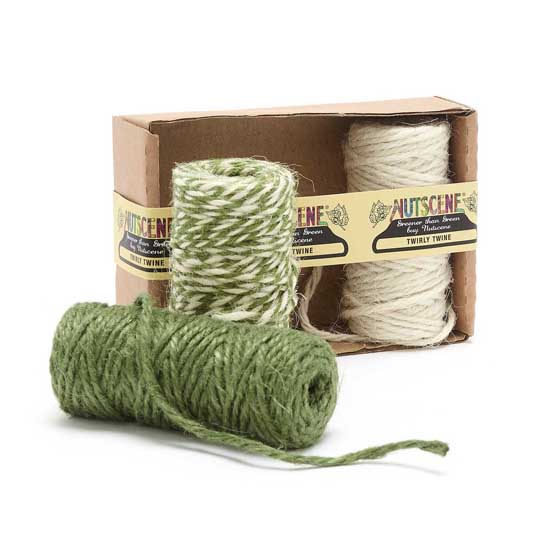Green and white twirly jute twine, pack of three product photo front L