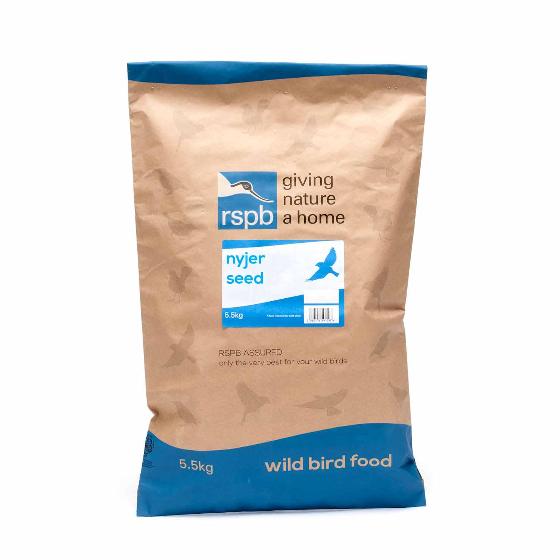 RSPB Ultimate easy-clean® nyjer seed bird feeder, small, with 5.5kg nyjer bird food product photo back L