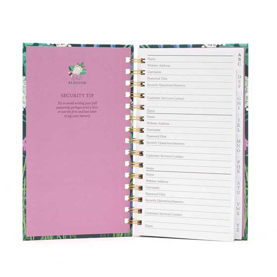 Bees & bluebells password book product photo back L