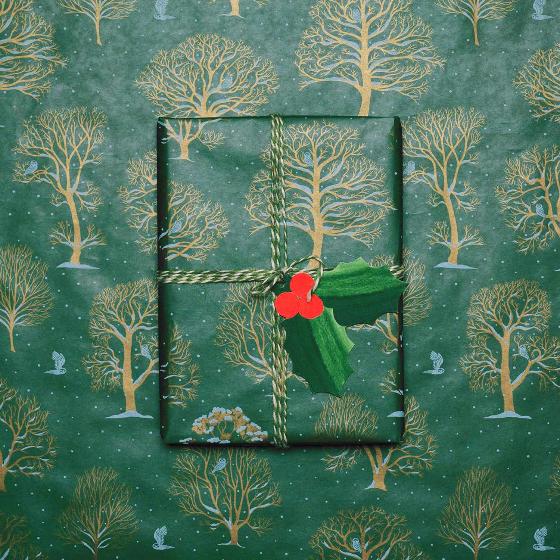 Winter trees wrapping paper, 10 metres product photo side L
