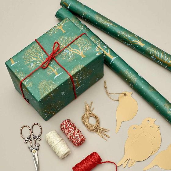 Winter trees wrapping paper, 10 metres product photo back L