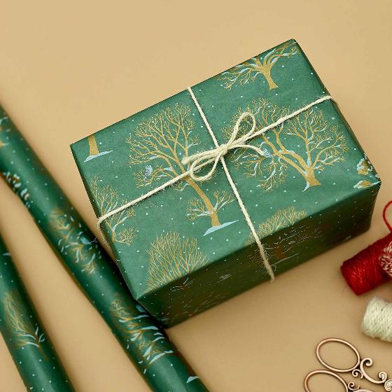 Winter trees wrapping paper, 10 metres product photo front L