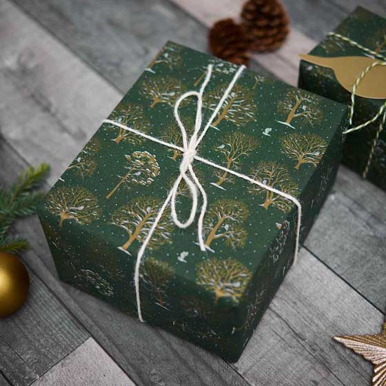 Winter trees recycled wrapping paper, 10 metres product photo back L