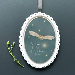 'Be brave' owl ceramic hanging decoration product photo
