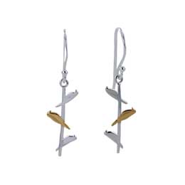 Sterling silver birds on a wire earrings by Reeves & Reeves product photo