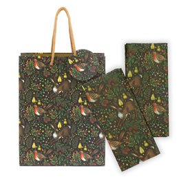 Christmas garden gift bag and tissue paper bundle product photo