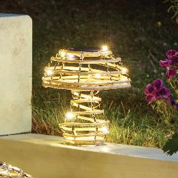 Rattan-effect mushroom solar light, small product photo