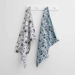 Swallows and sea organic cotton tea towel, set of 2 product photo