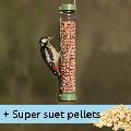 Classic easy-clean® suet pellet and peanut medium feeder with 1kg Super suet pellets - mealworm product photo default T