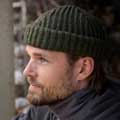 Merino wool fisherman beanie in moss green by Pachamama Knitwear product photo ai4 T