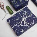 Moonlit Owl recycled wrapping paper, 5 metres, navy product photo side T