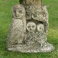 Owl family cast stone bird bath product photo side T