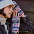 Fairisle wool fingerless gloves by Pachamama Knitwear product photo default T