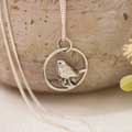 Robin in hoop necklace, sterling silver by Blackbird Jewellery product photo default T