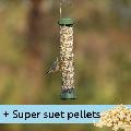 RSPB Ultimate easy-clean® medium suet pellet and peanut feeder with 1kg Super suet pellets - mealworm product photo default T